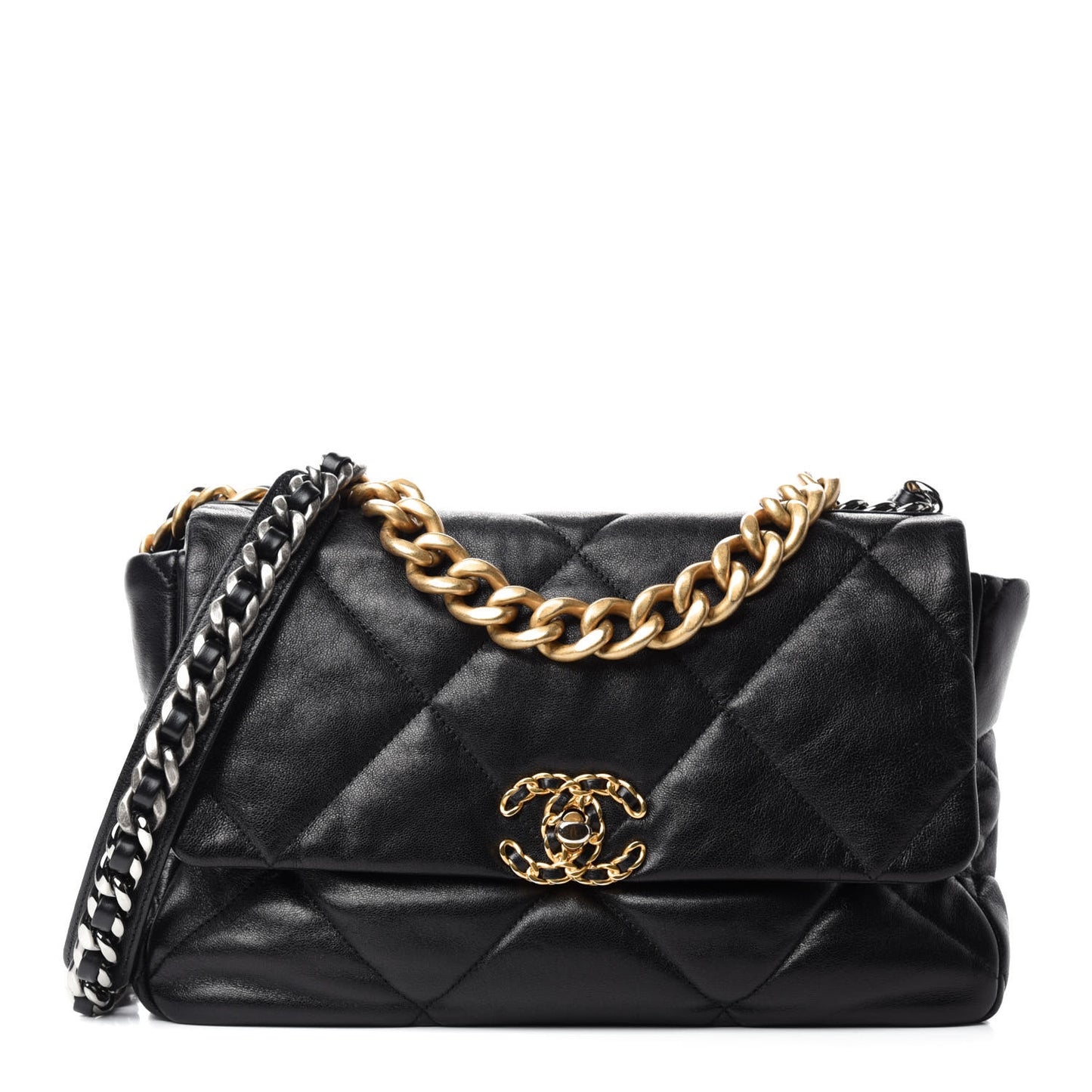 Lambskin Quilted Large Chanel 19 Flap Black