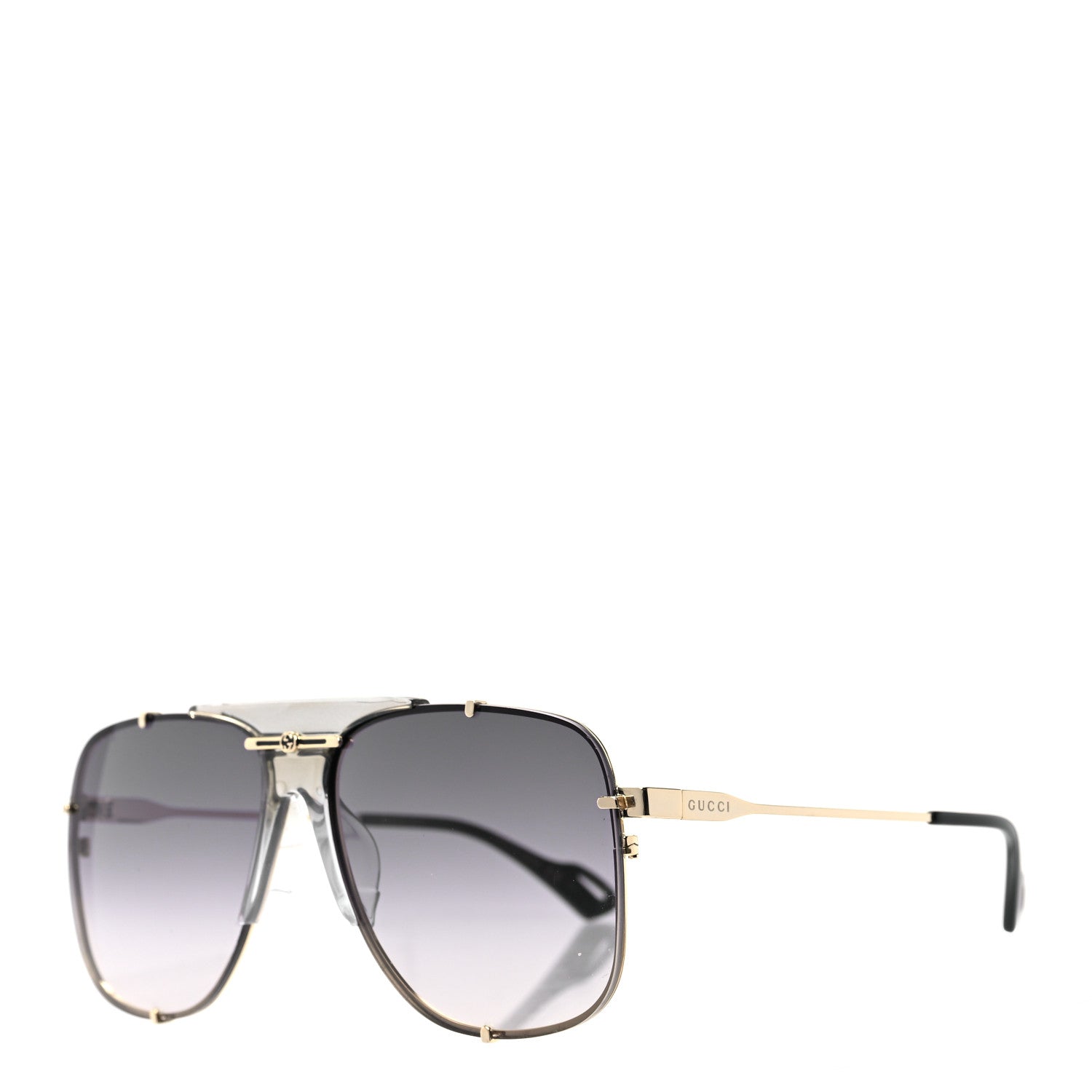 Gucci Metal Square Frame Navigator Sunglasses GG1105S Black 1 of 7