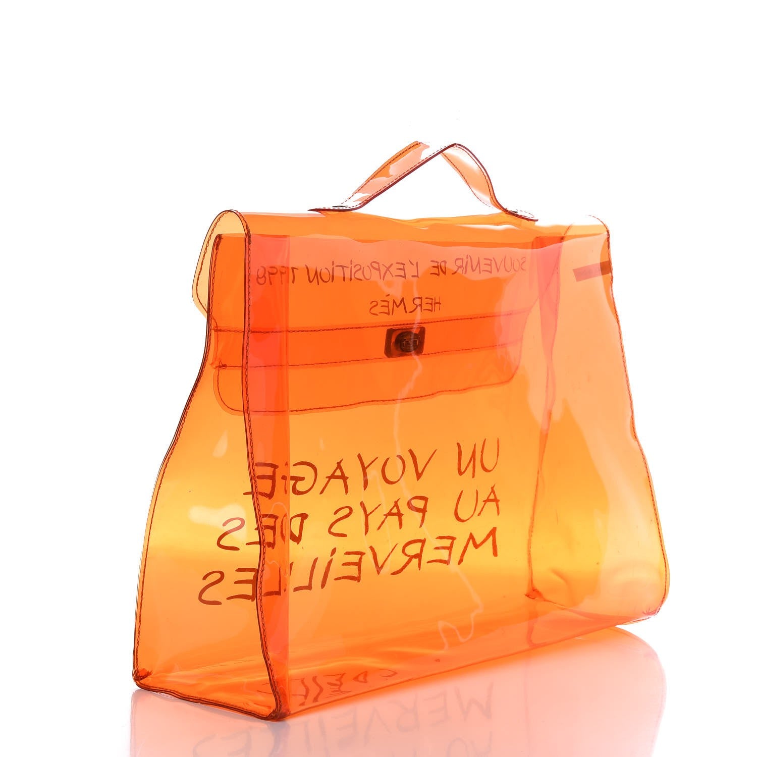 Hermes Vinyl Souvenir De L'Exposition Kelly Orange 3 of 8