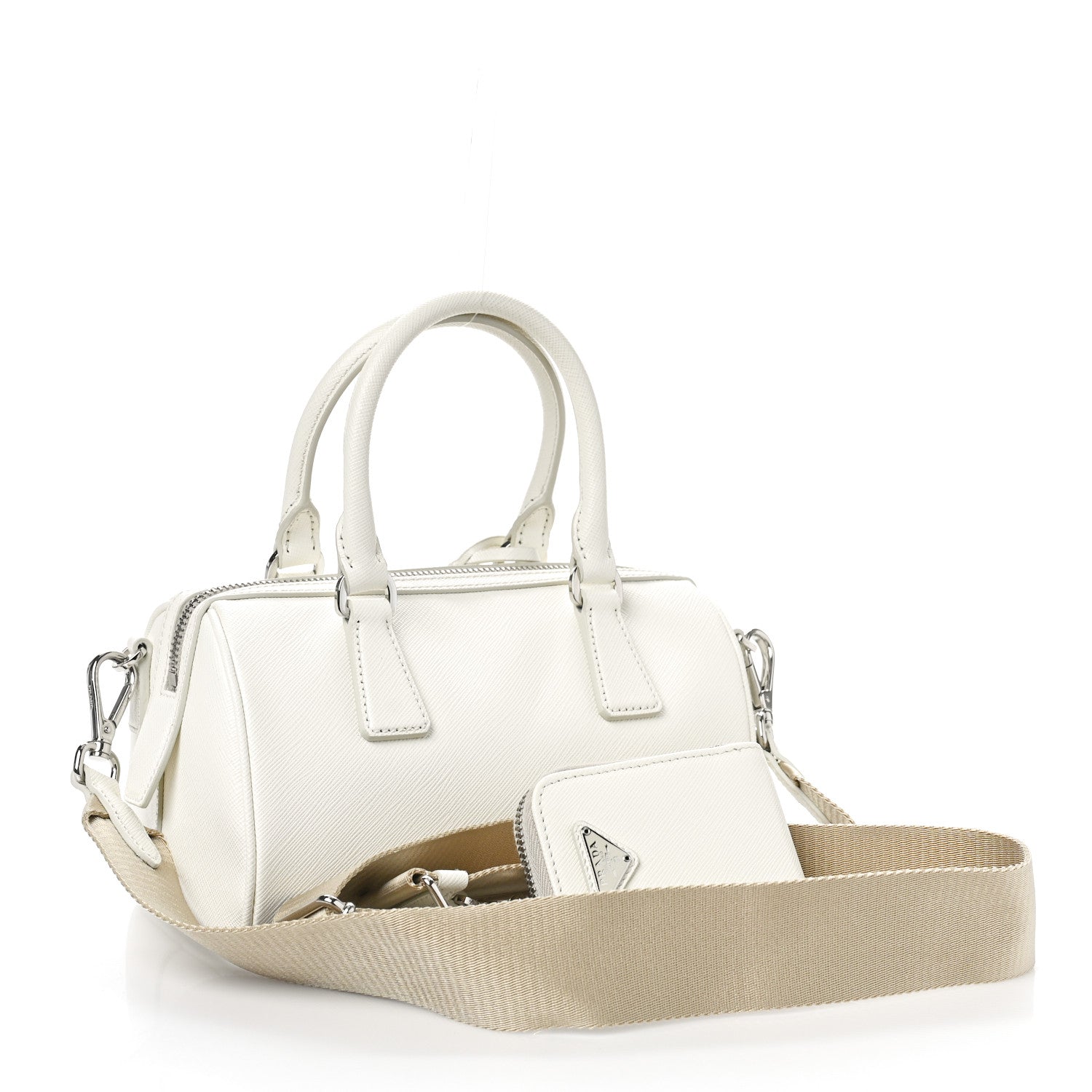Prada Saffiano Lux Top Handle Crossbody Bag White 3 of 8