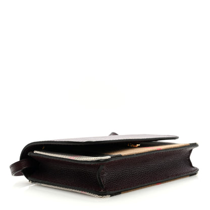 Burberry Grained Calfskin House Check Tartan Mix Hampshire Wallet On Chain Burgundy 4 of 8