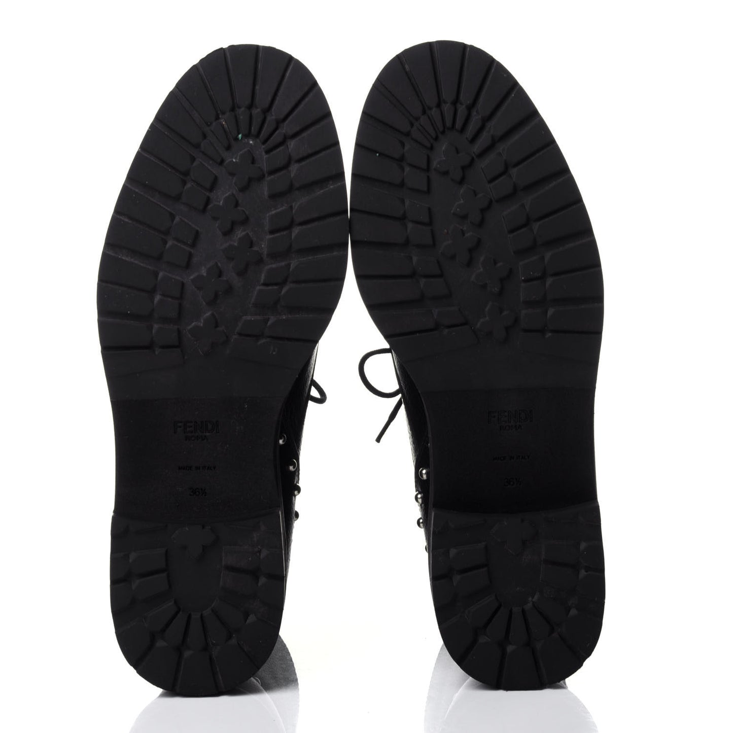Calfskin Studded Bugs Combat Boots 36.5 Black