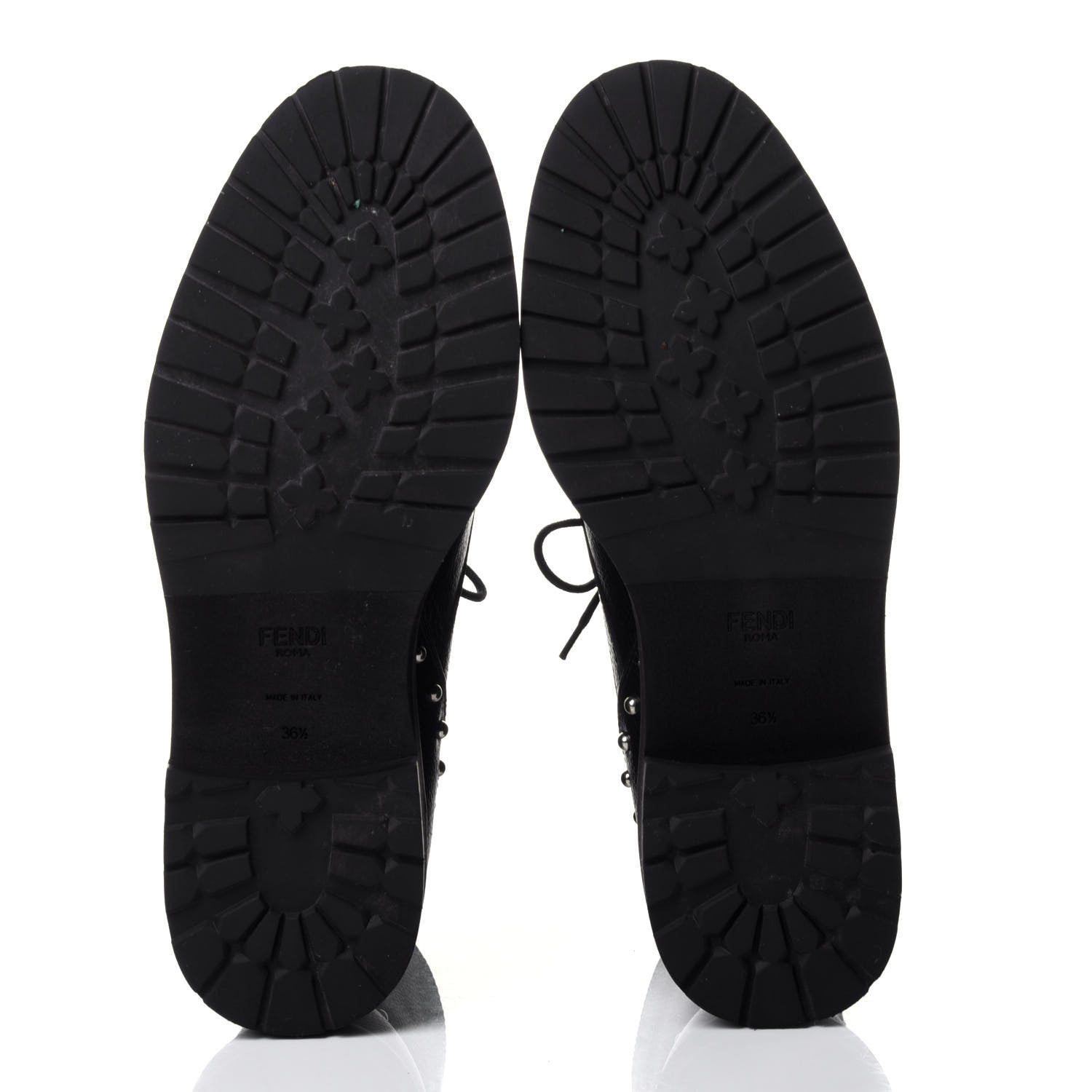 Fendi Calfskin Studded Bugs Combat Boots 36.5 Black 7 of 10