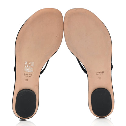 Gucci Suede Crystal GG Thong Sandals 37 Black 5 of 7
