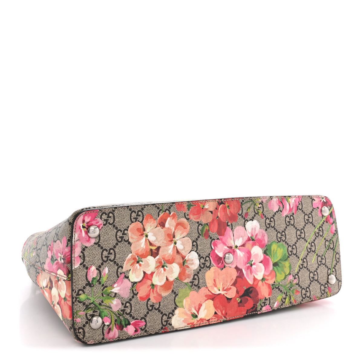 GG Supreme Monogram Blooms Small Zip Top Tote Beige Multicolor Dry Rose
