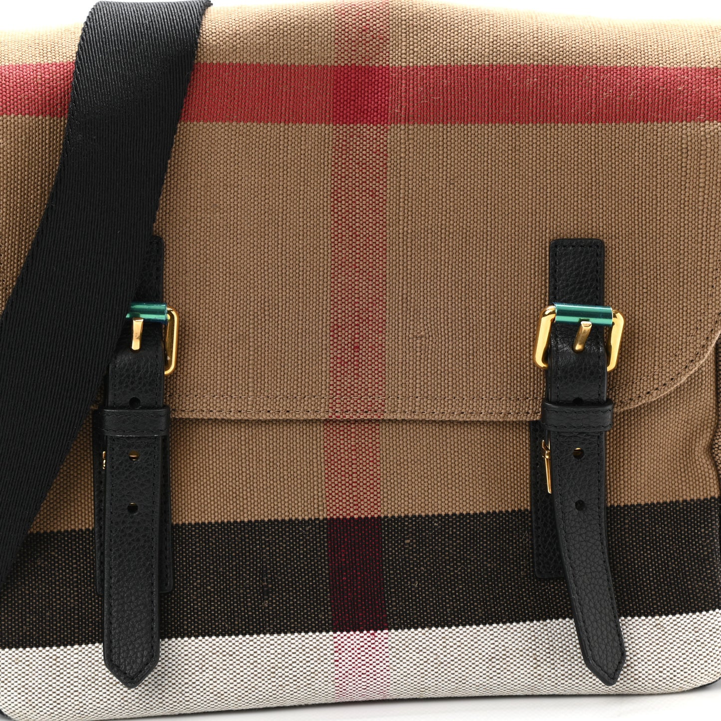 Canvas Mega Check Small Baildon Messenger Bag Black