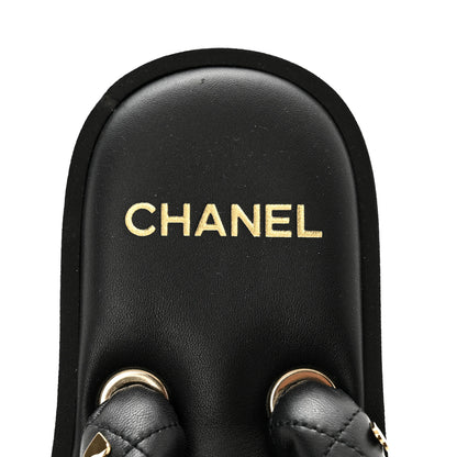 Chanel Lambskin Quilted Padded Charms Thong Sandals 40.5 Black 7 of 8