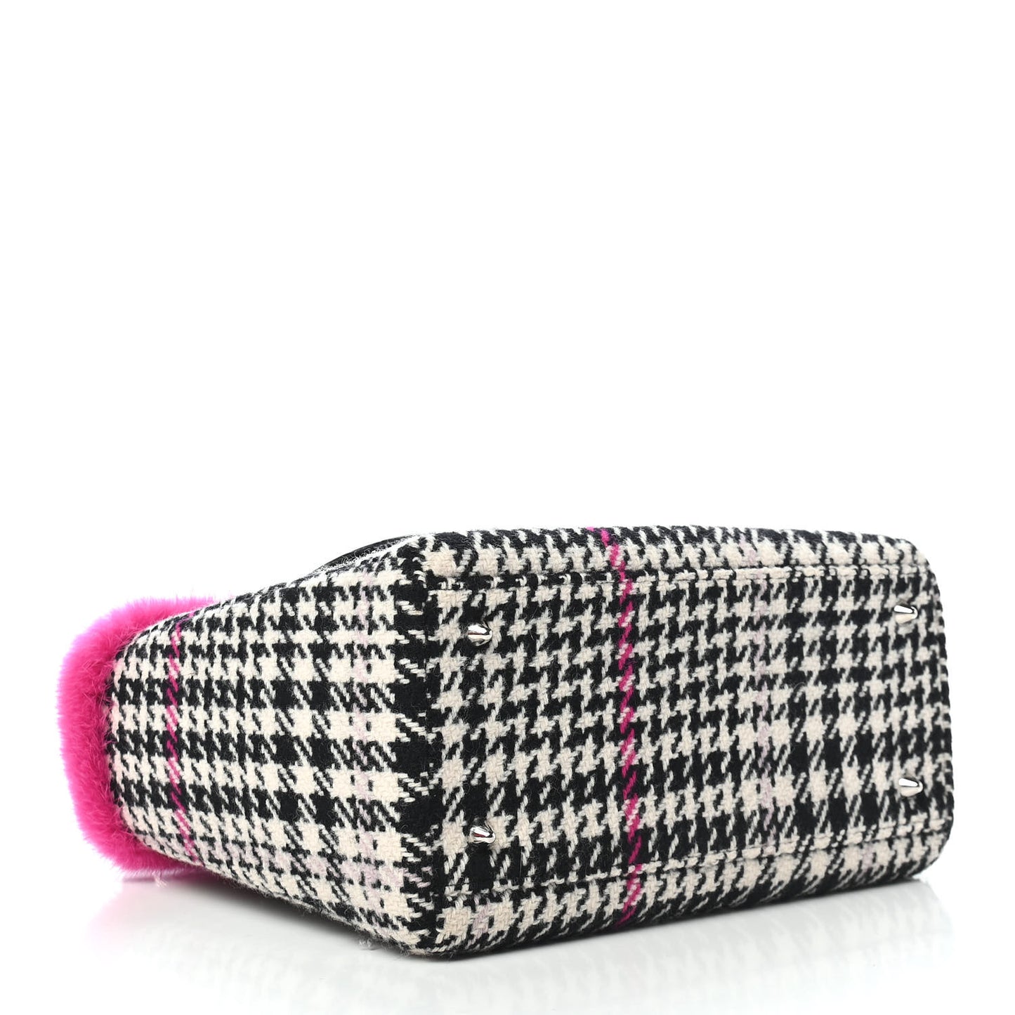 Tweed Crocodile Mink Plaid Medium Lady Dior Black Pink White
