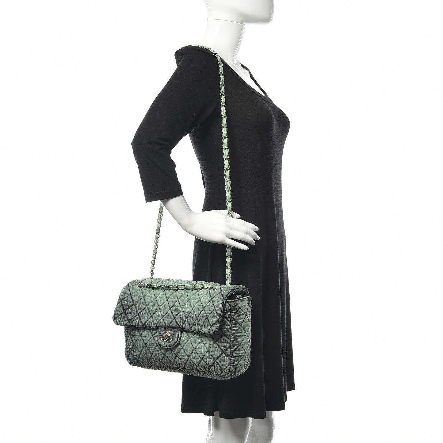 Denim Quilted Denimpression Flap Green Black