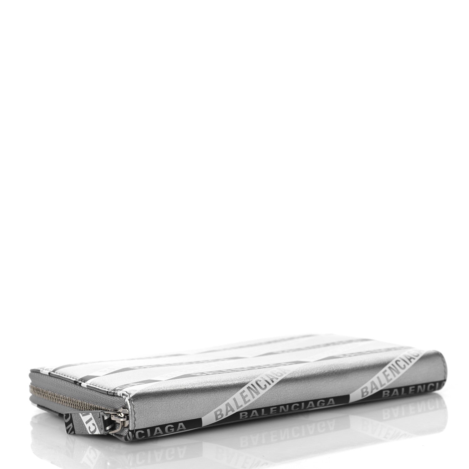 Balenciaga Metallic Calfskin Losange Monogram Everyday Continental Zip Around Wallet Silver Black White 4 of 8