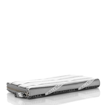 Balenciaga Metallic Calfskin Losange Monogram Everyday Continental Zip Around Wallet Silver Black White 4 of 8