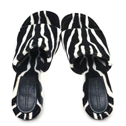 Bottega Veneta Microfiber Stretch Pose Mule Sandals 37 White Zebra 2 of 9