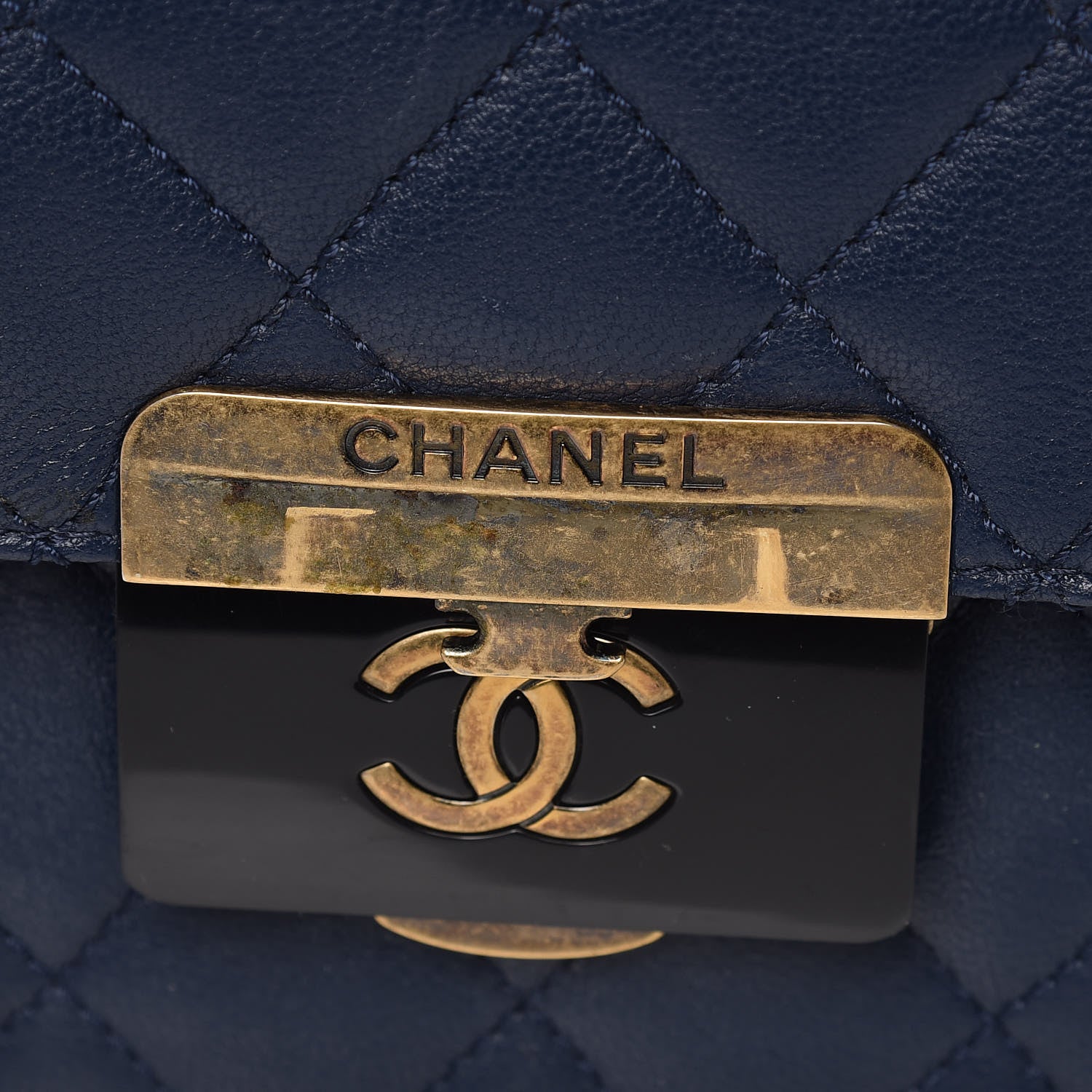 Chanel Sheepskin Quilted Large Beauty Lock Flap Navy Blue 12 of 20