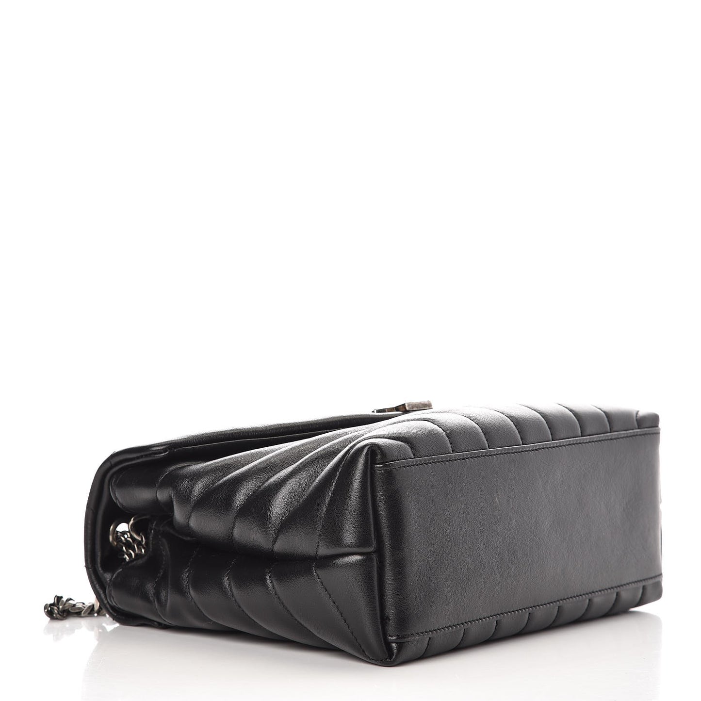 Calfskin Y Quilted Monogram Small Charm Loulou Chain Satchel Black