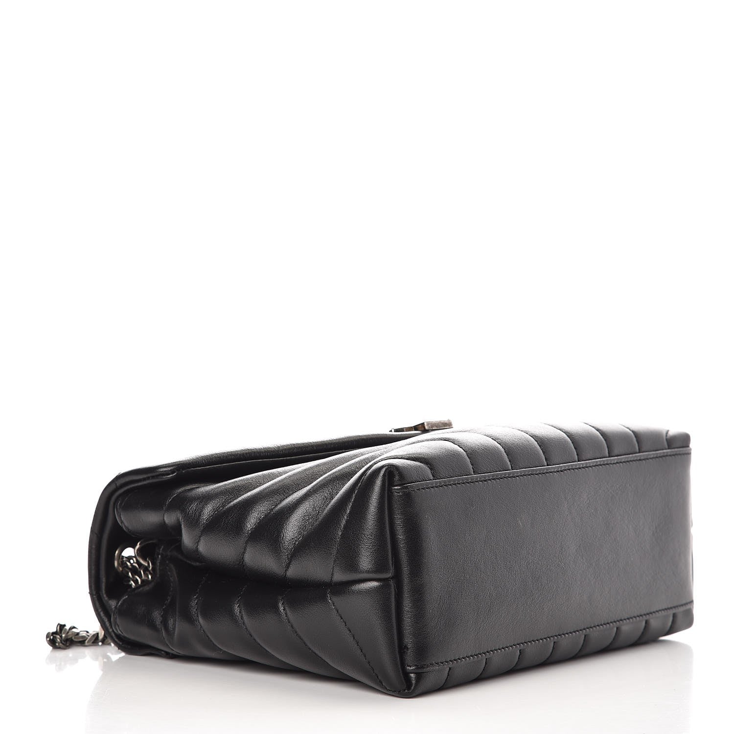 Saint Laurent Calfskin Y Quilted Monogram Small Charm Loulou Chain Satchel Black 4 of 9
