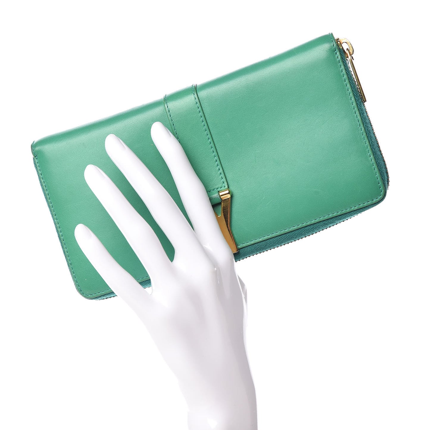 Calfskin Classic Y Ligne Zip Around Wallet Macho Menthe