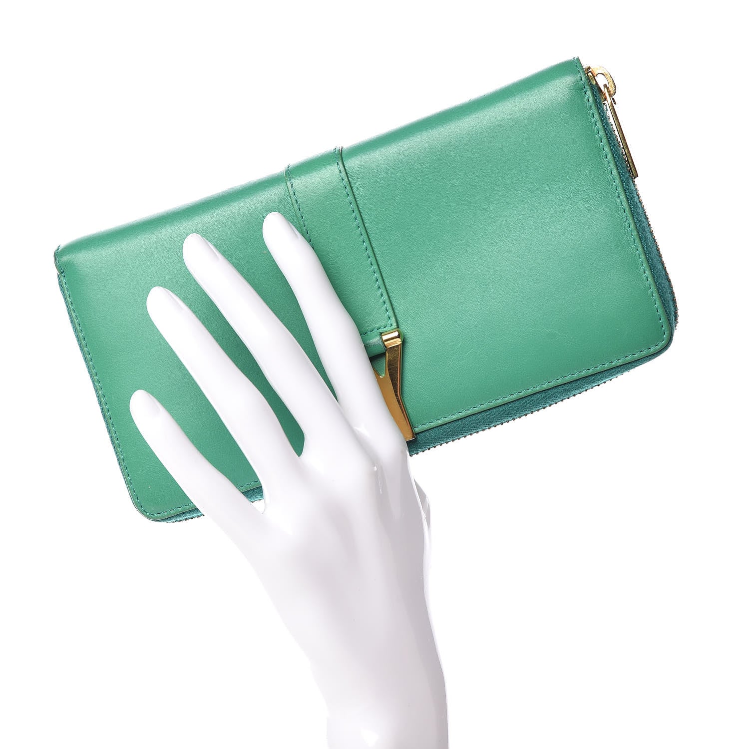 Saint Laurent Calfskin Classic Y Ligne Zip Around Wallet Macho Menthe 2 of 13