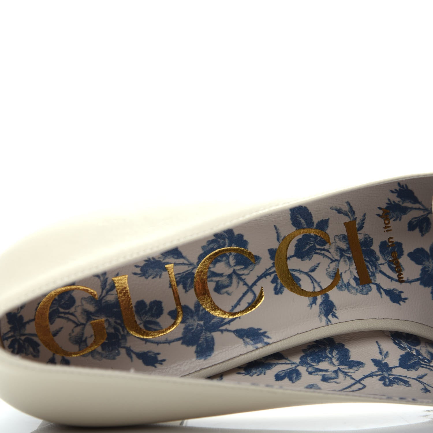 Gucci Malaga Kid GG Victoire 55mm Loafer Pumps 37 Vintage White 8 of 11