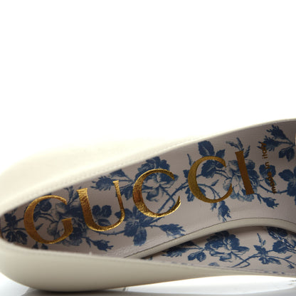 Gucci Malaga Kid GG Victoire 55mm Loafer Pumps 37 Vintage White 8 of 11