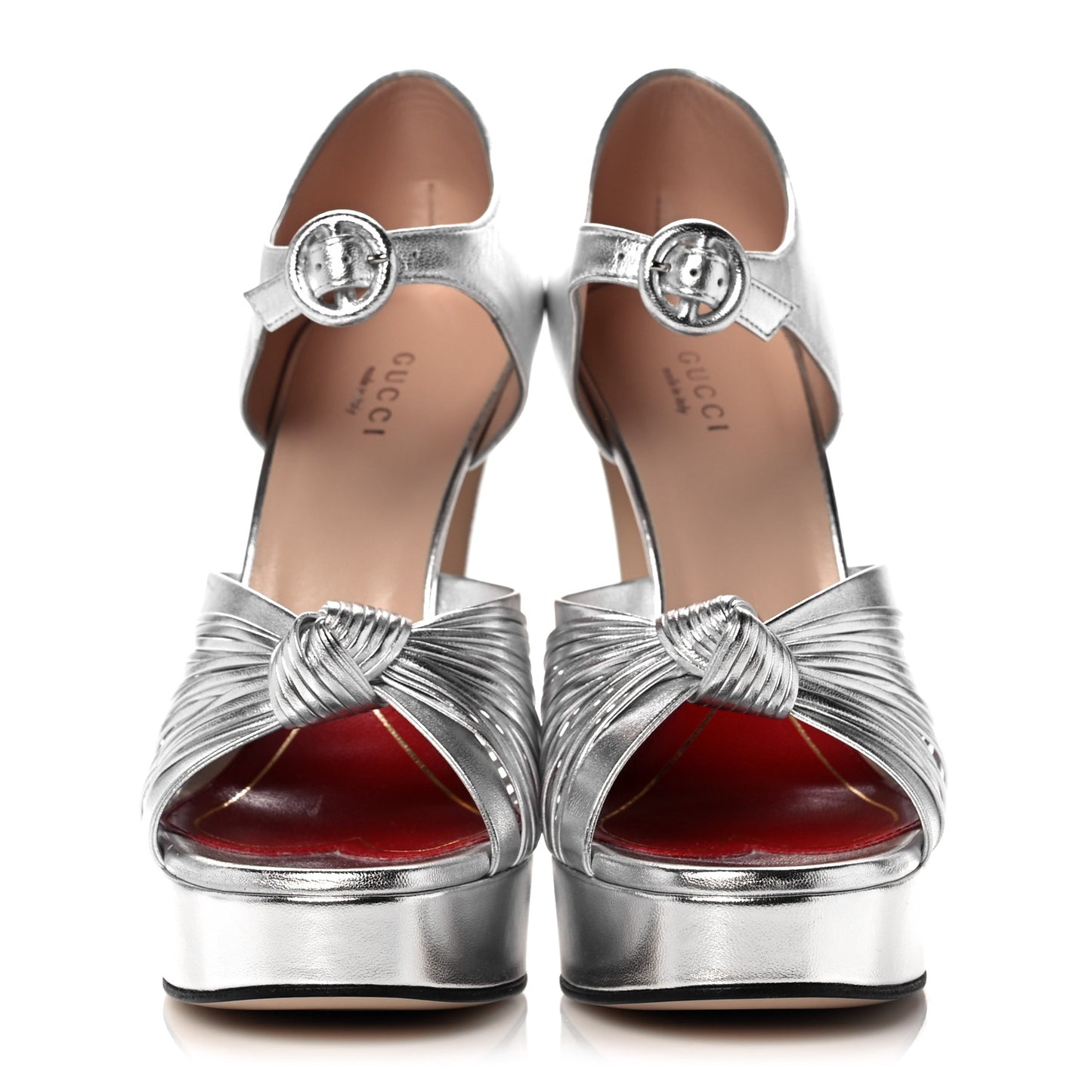 Metallic Nappa Crawford Knotted Strap Platform 38.5 Silver