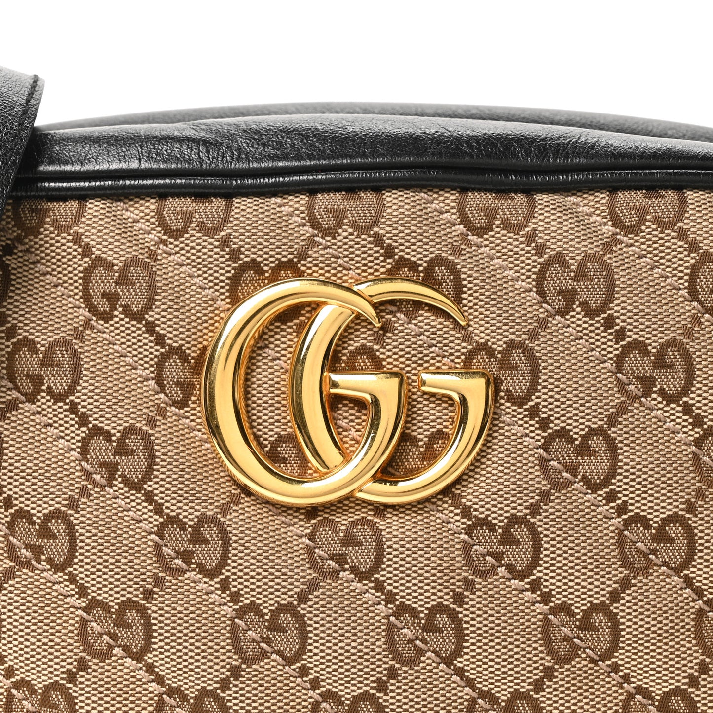 Monogram Matelasse Diagonal Small GG Marmont Chain Shoulder Bag Beige Black
