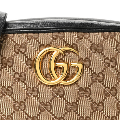 Gucci Monogram Matelasse Diagonal Small GG Marmont Chain Shoulder Bag Beige Black 8 of 10