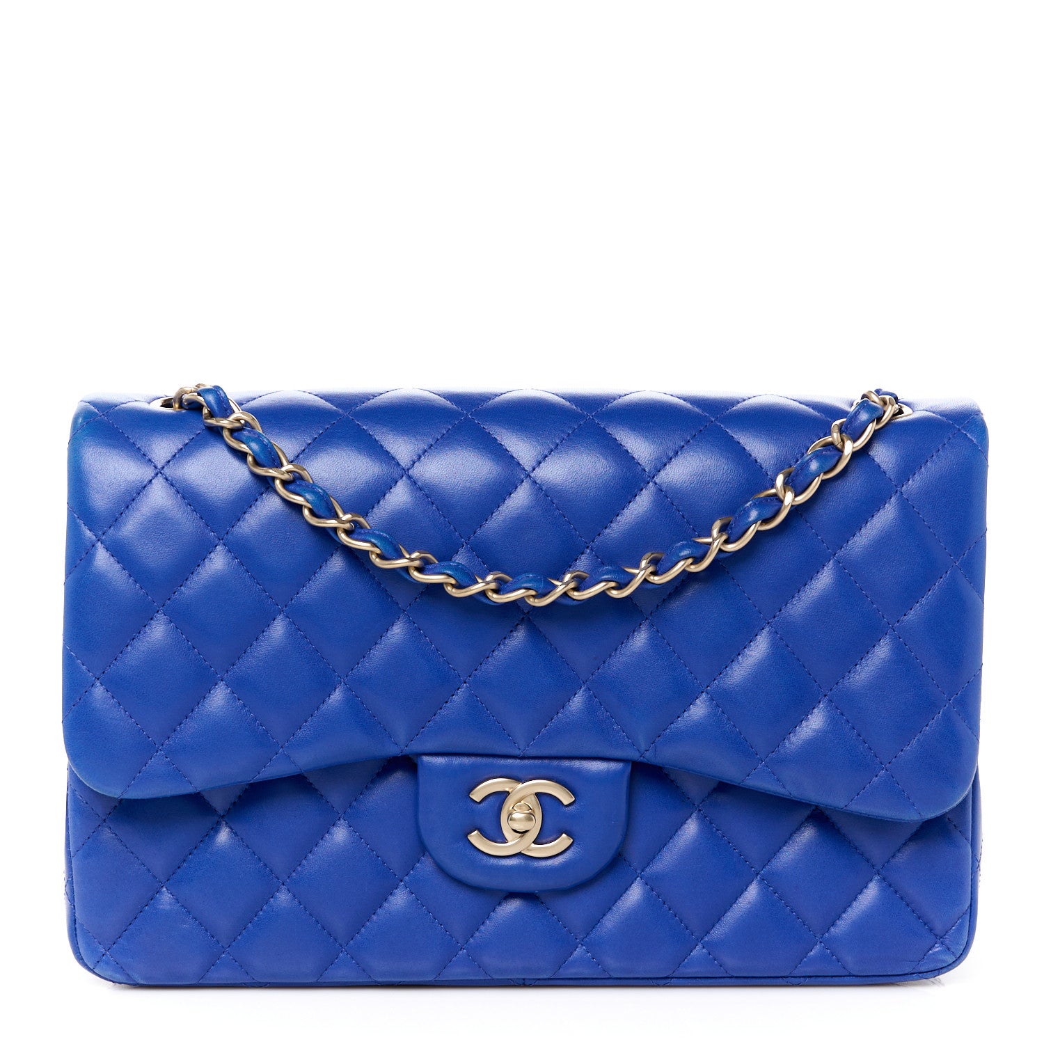 Chanel Lambskin Quilted Jumbo Double Flap Blue 1 of 13