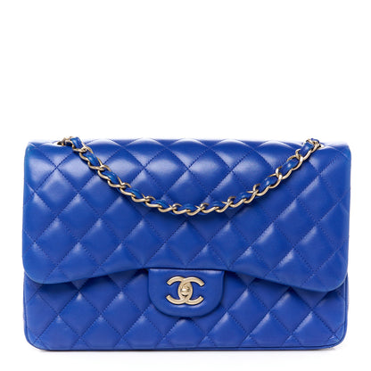 Chanel Lambskin Quilted Jumbo Double Flap Blue 1 of 13