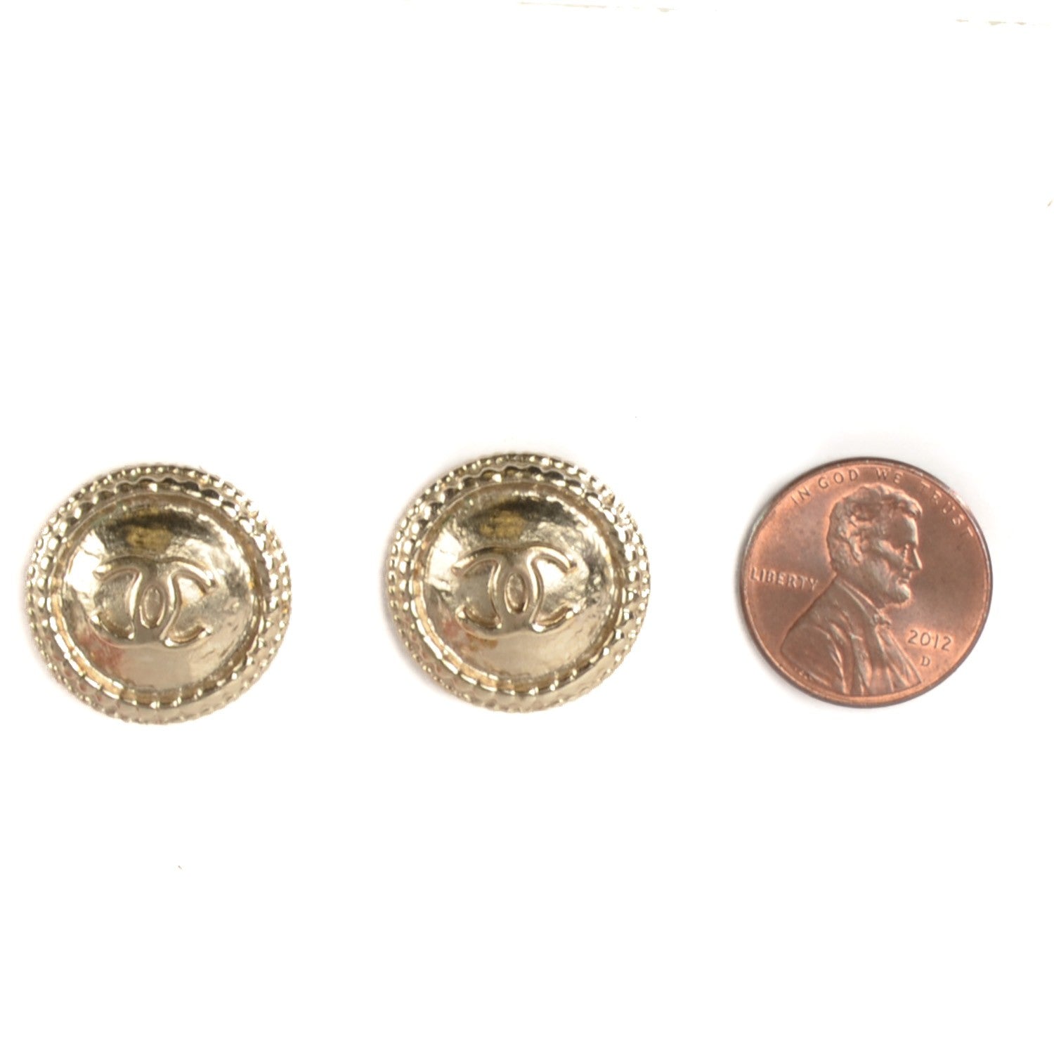 Chanel CC Button Earrings Gold 2 of 5