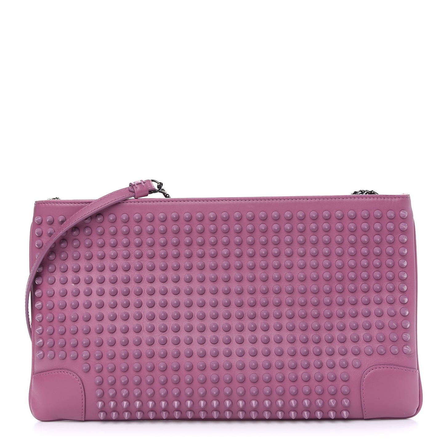 Calfskin Studded Loubiposh Clutch Rosette