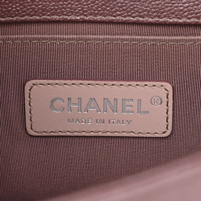 Chanel Metallic Caviar Chevron Quilted Small Boy Flap Dark Pink 6 of 10