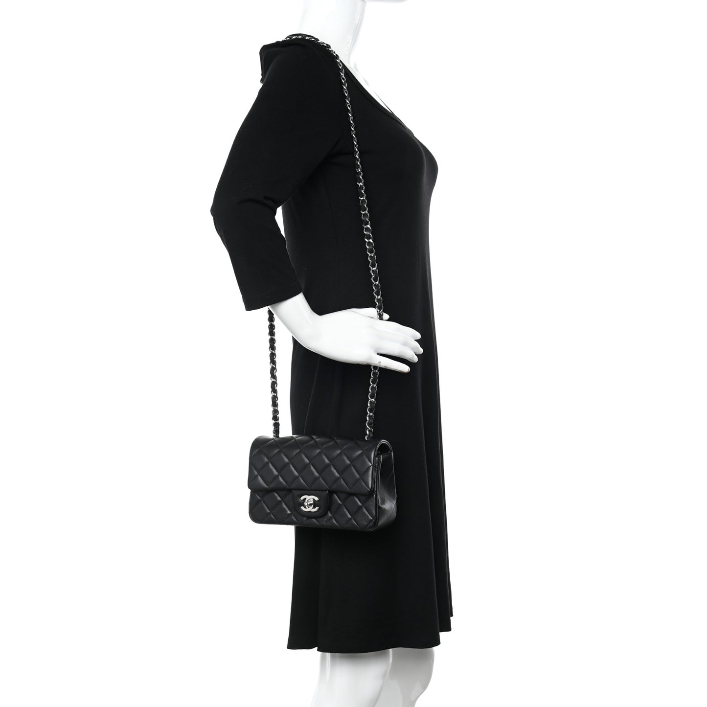 Lambskin Quilted Mini Rectangular Flap Black