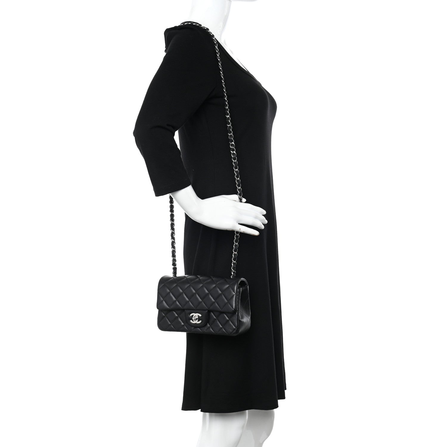 Chanel Lambskin Quilted Mini Rectangular Flap Black 2 of 16