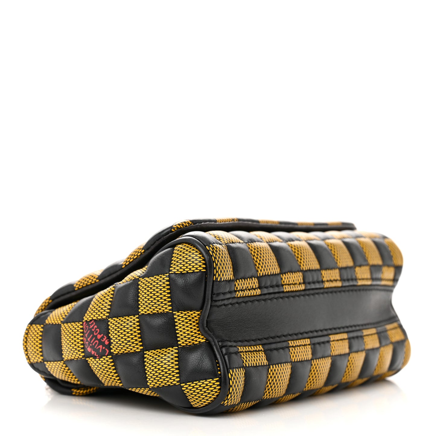 Calfskin Damier Twist Shoulder Bag BB Black Yellow