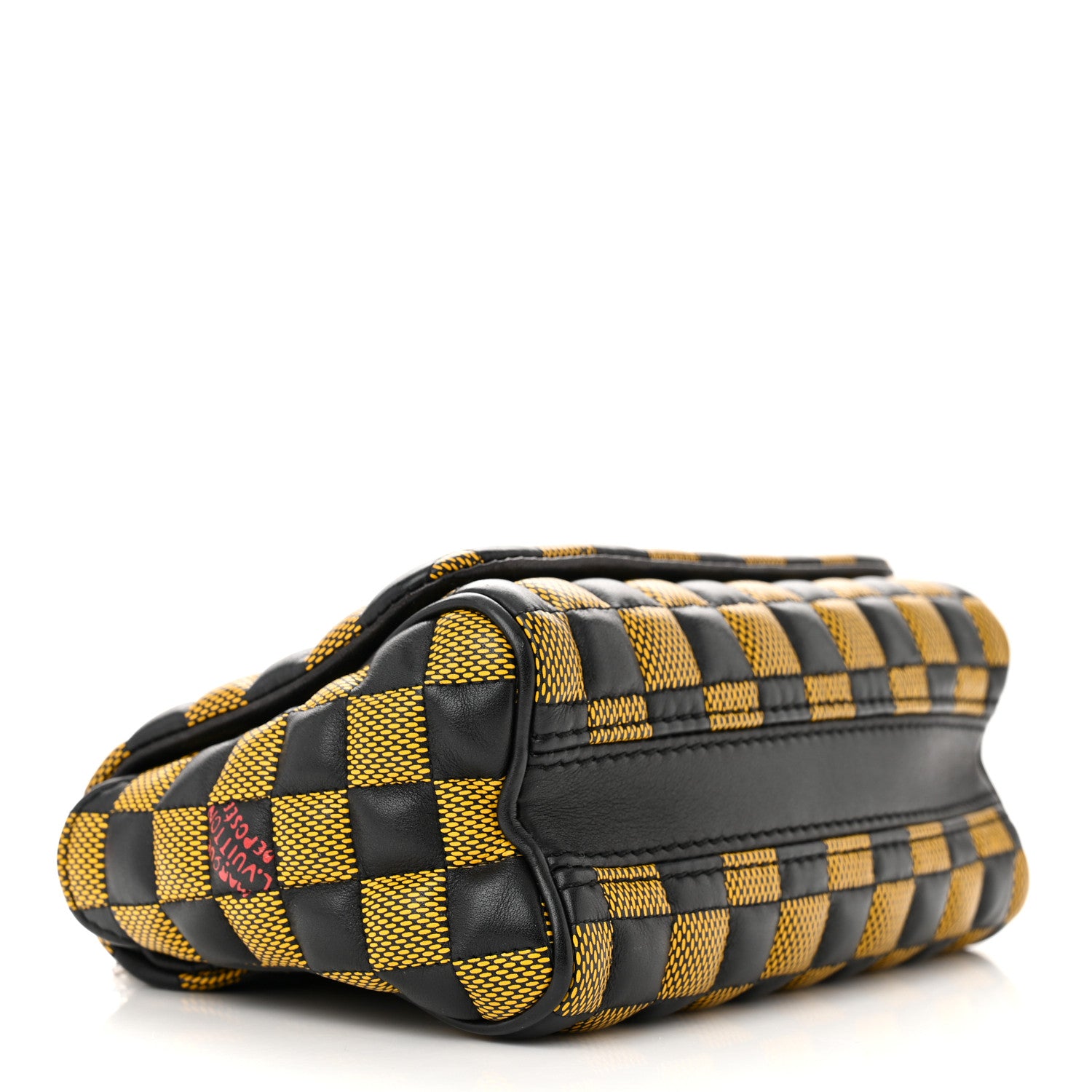 Louis Vuitton Calfskin Damier Twist Shoulder Bag BB Black Yellow 4 of 11