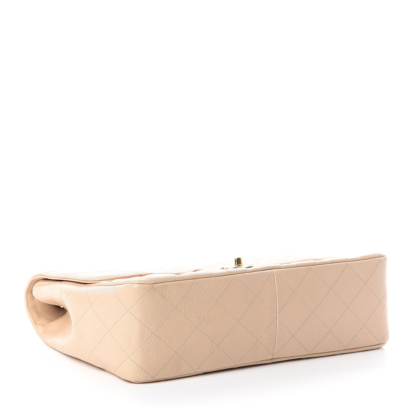 Caviar Quilted Jumbo Single Flap Beige Clair