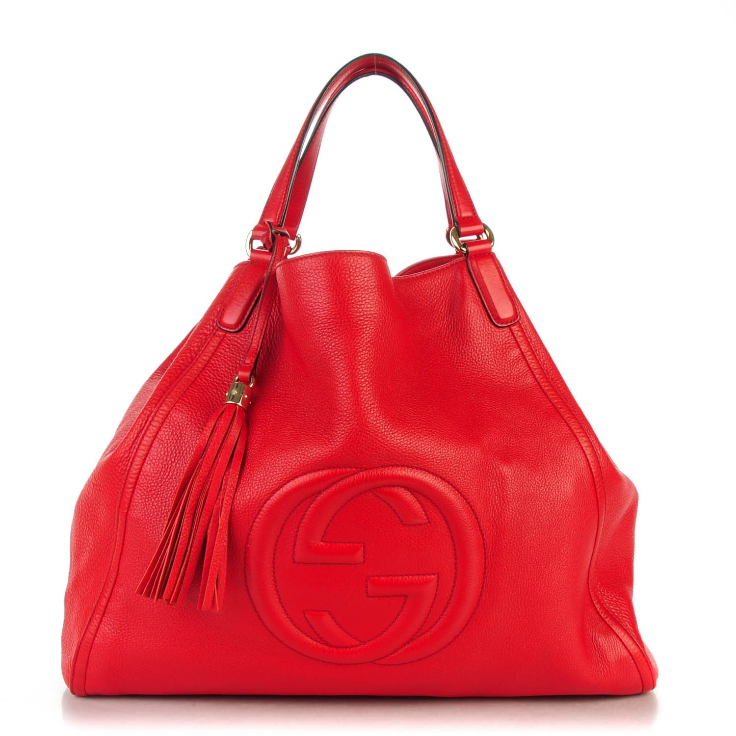Gucci Pebbled Calfskin Large Soho Shoulder Bag Red 1 of 7