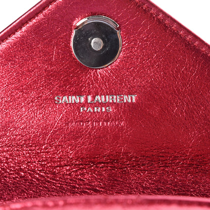 Saint Laurent Metallic Sheepskin Matelasse Monogram Micro College Bag Porpora 6 of 8