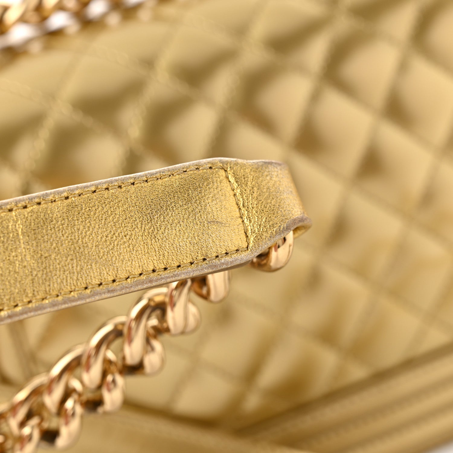 Chanel Metallic Patent Calfskin Quilted Medium Boy Flap Gold 15 of 15