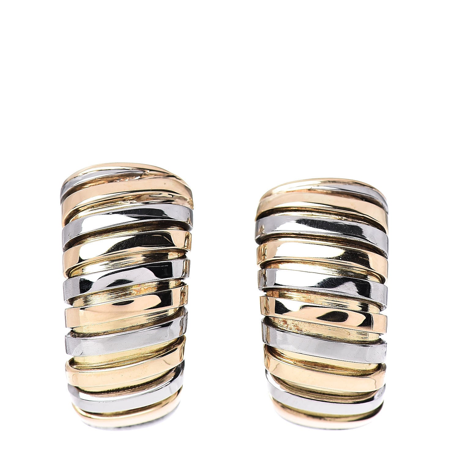 Bulgari 18K Yellow Gold Stainless Steel Tubogas Earrings 1 of 4