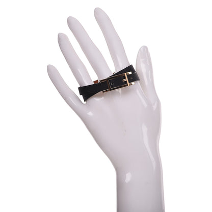Hermes Chamonix Tadelakt Behapi Double Tour Reversible Bracelet T1 Black Fauve 2 of 7