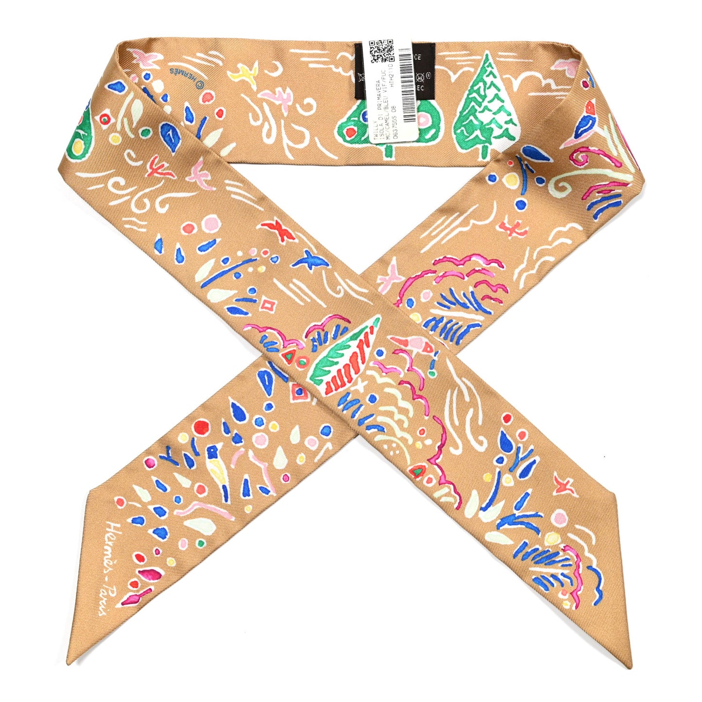 Silk Isola Di Primavera Twilly Camel Bleu Vif Fuchsia