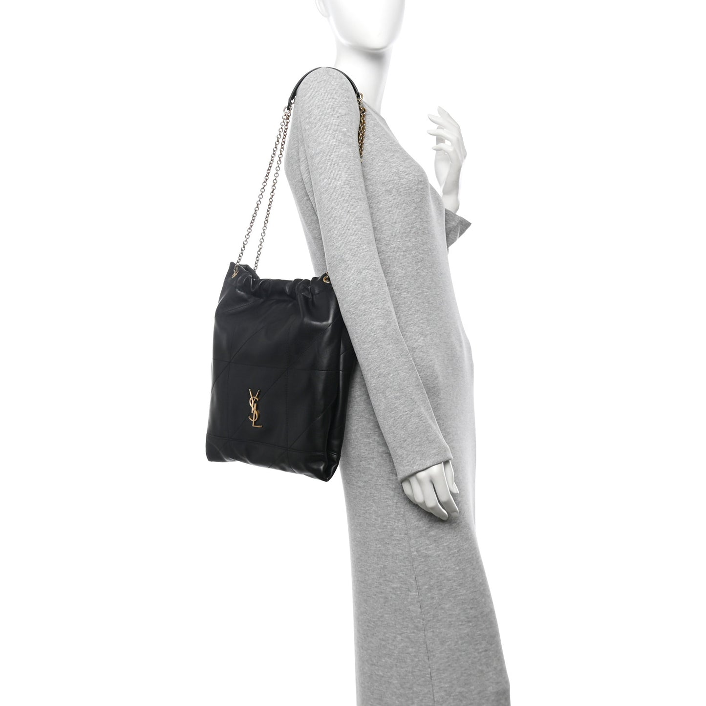 Lambskin Matelasse Monogram Medium Jamie 4.3 Pochon Black