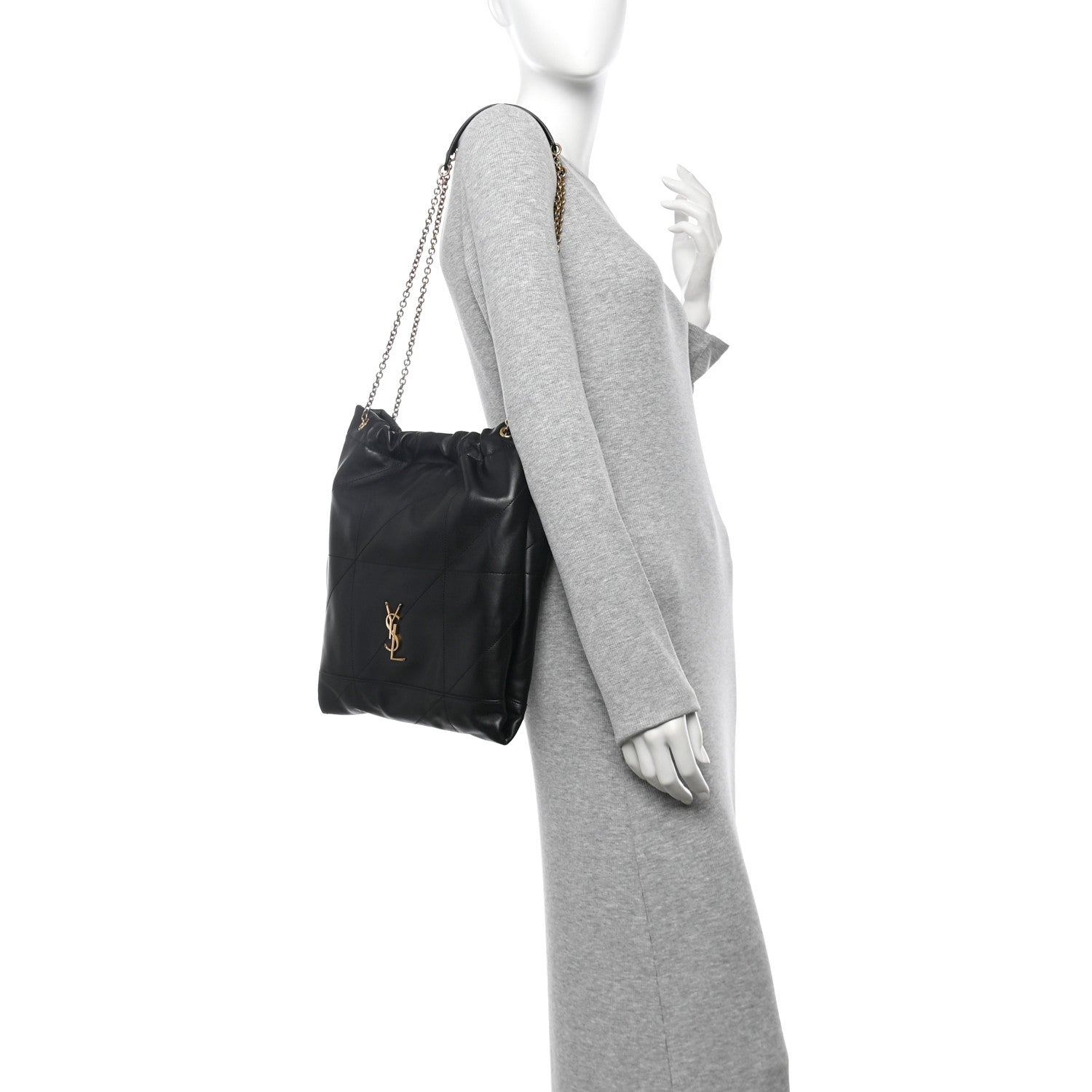 Saint Laurent Lambskin Matelasse Monogram Medium Jamie 4.3 Pochon Black 2 of 12