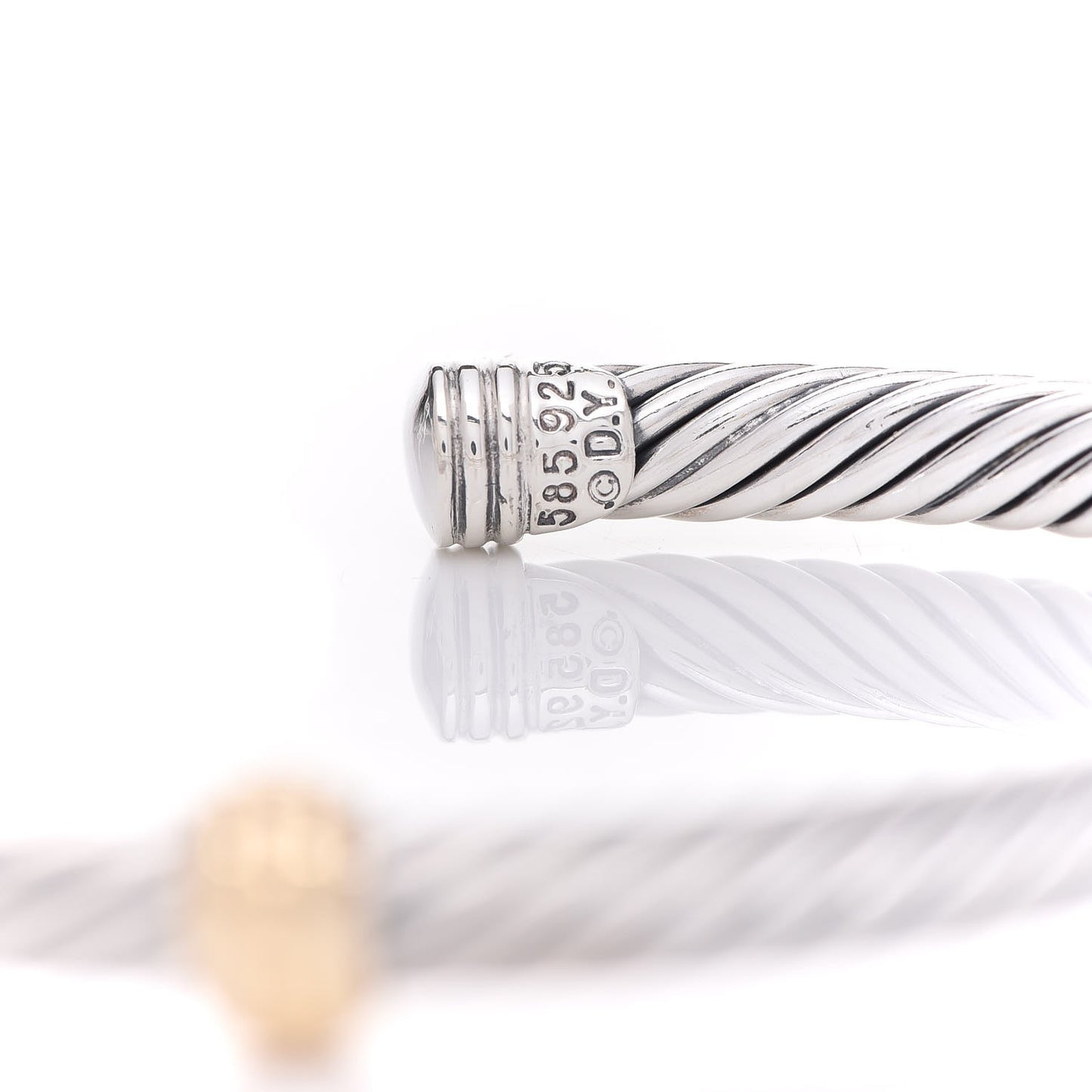 Sterling Silver 14K Yellow Gold 5mm Cable Classics Two Station Bracelet