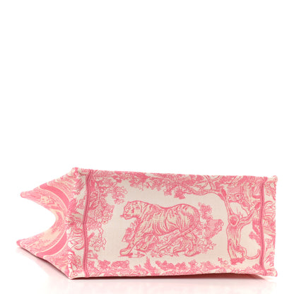 Christian Dior Canvas Embroidered Medium Dioriviera Toile De Jouy Book Tote Peony Pink 4 of 10