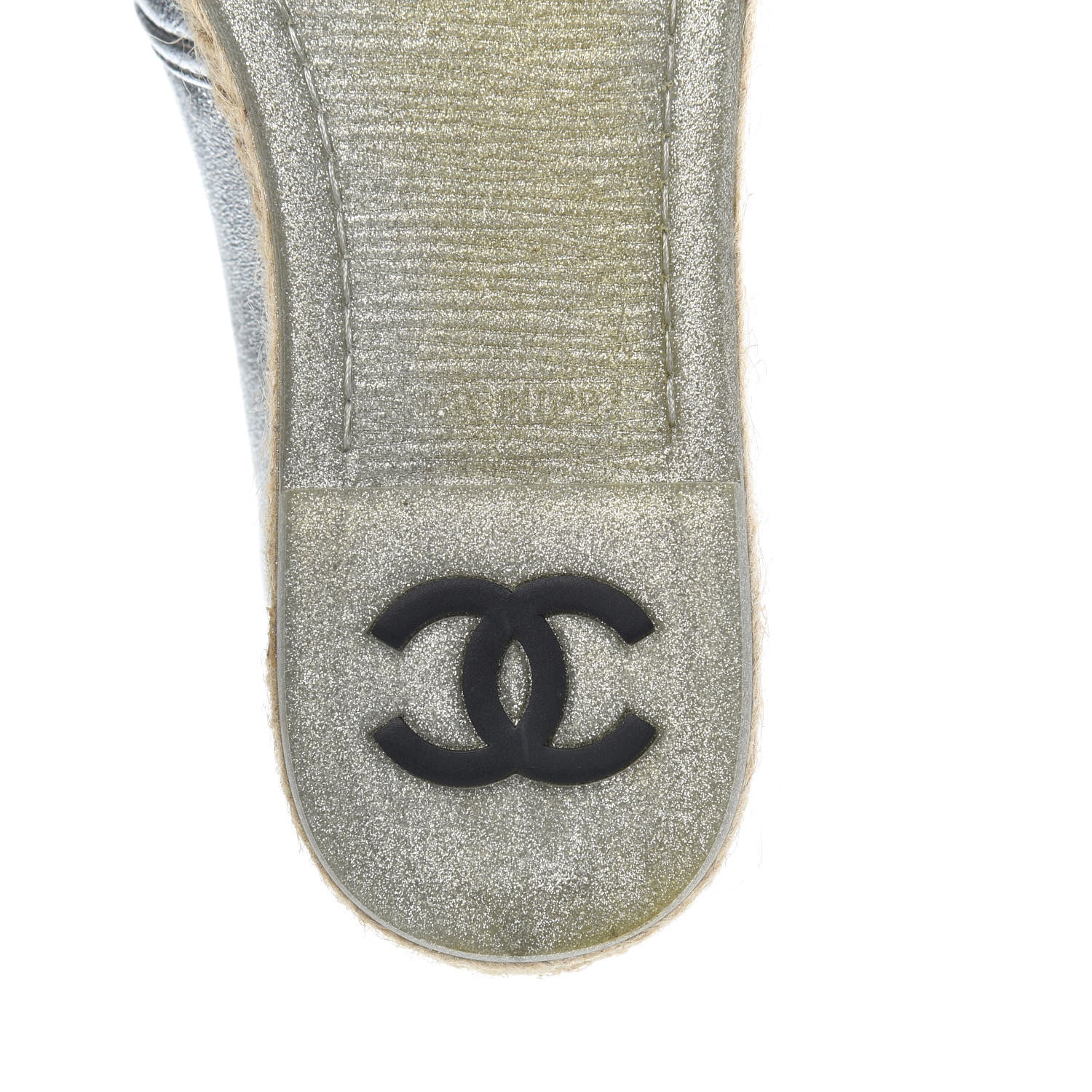 Chanel Crumpled Lambskin CC Mocassin Loafer Espadrilles 35 Silver 7 of 10