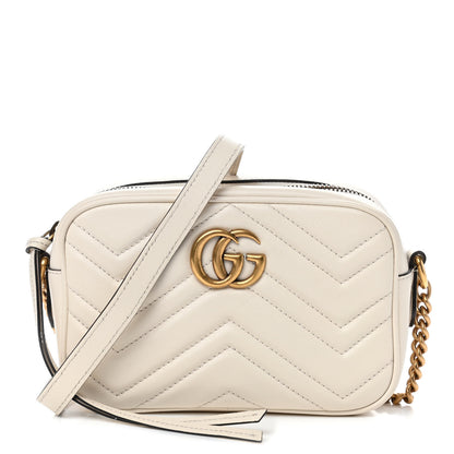 Gucci Calfskin Matelasse Mini GG Marmont Chain Shoulder Bag White 1 of 5