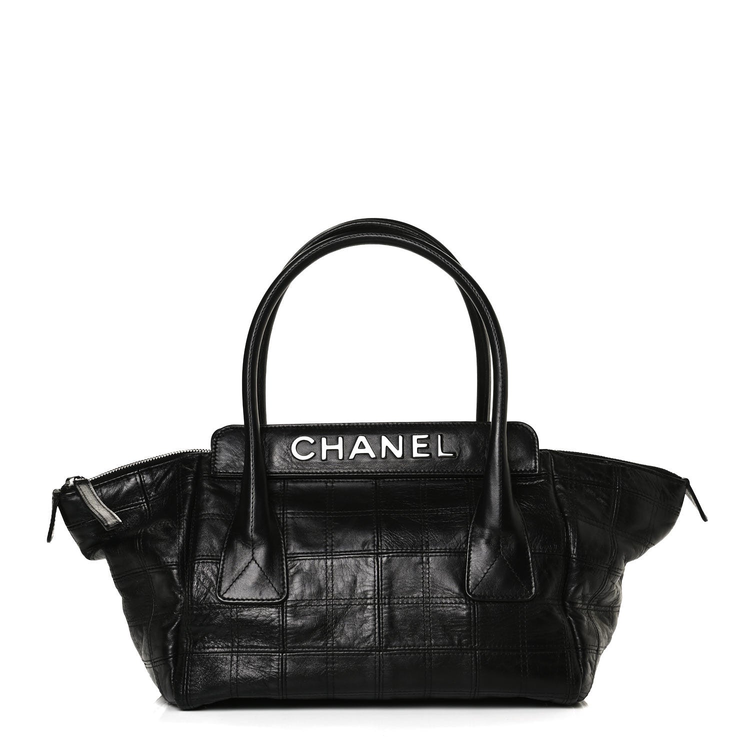 Chanel Lambskin Square Stitched Lax East West Tote Black 1 of 12