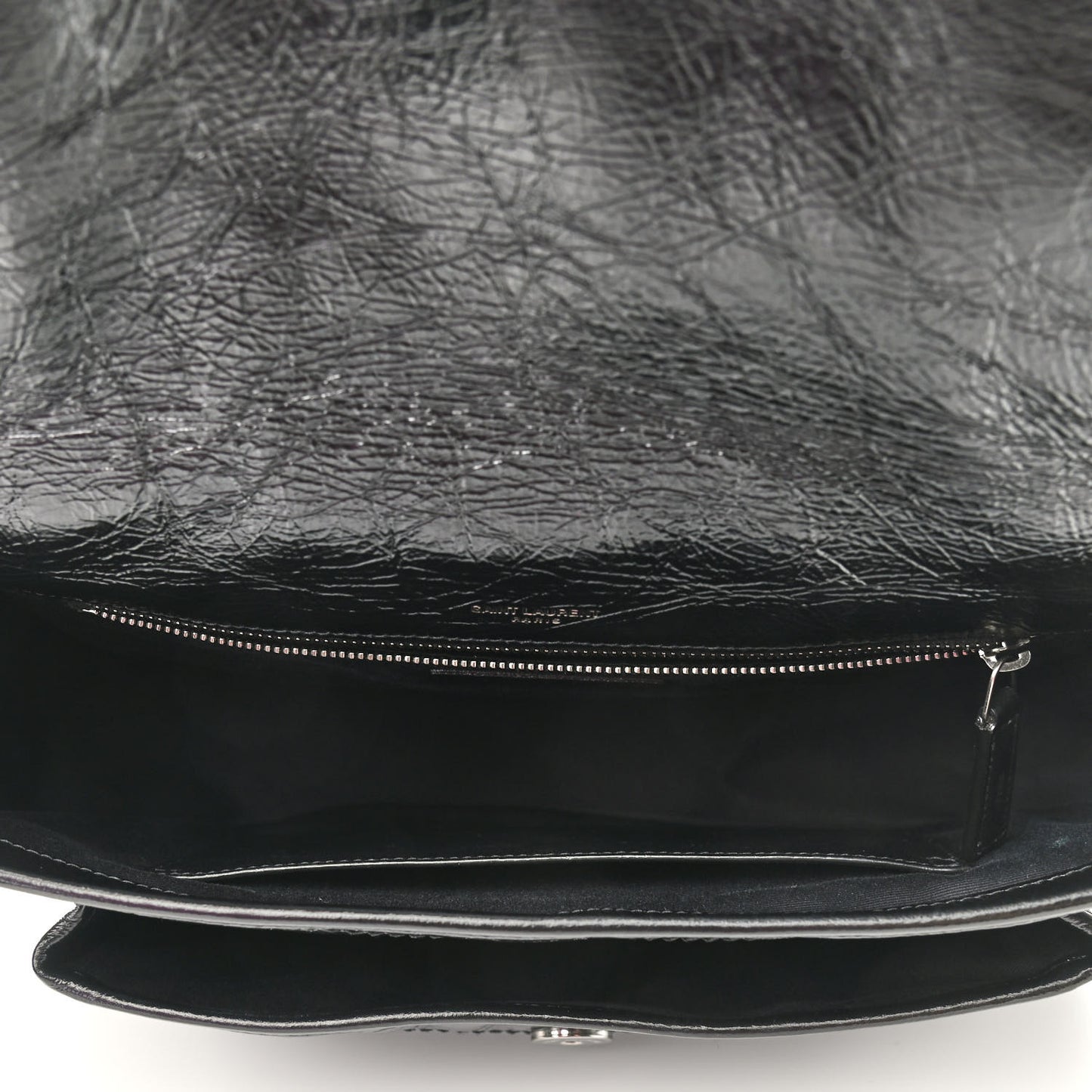 Crinkled Calfskin Matelasse Monogram Medium Niki Chain Satchel Black